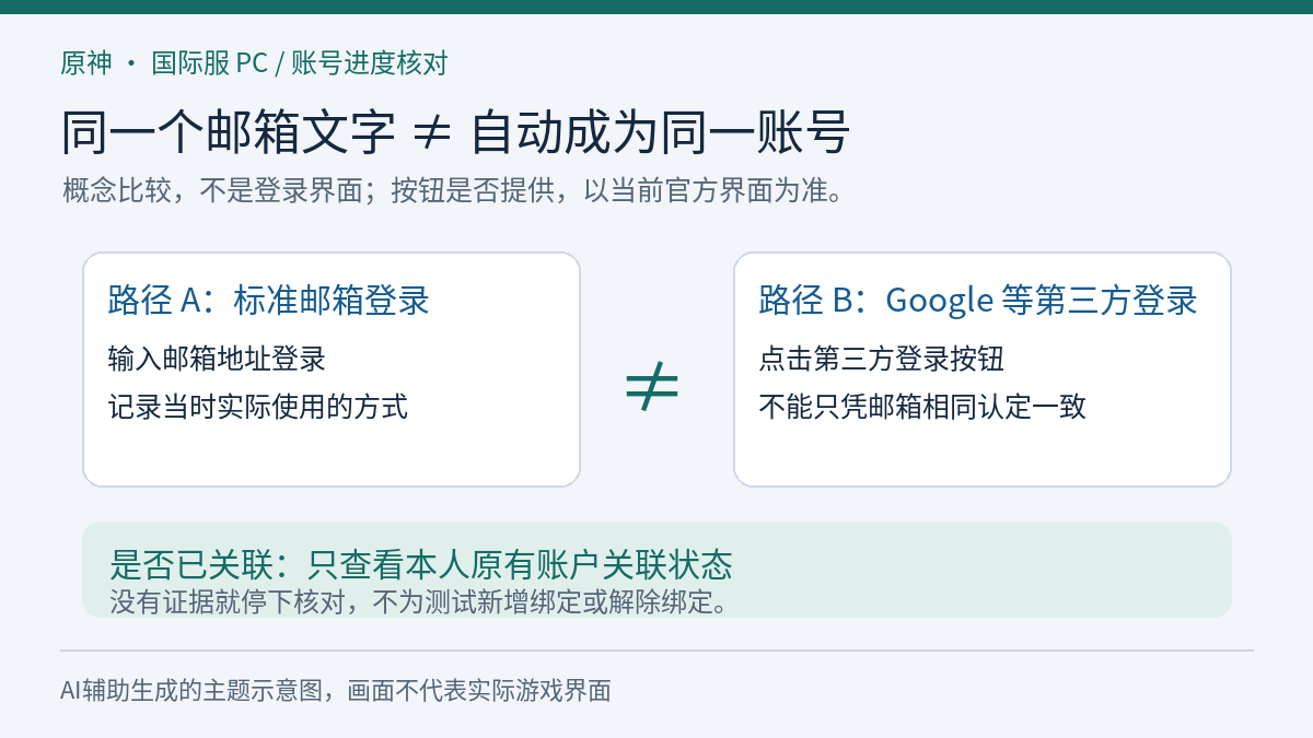 邮箱输入登录与Google等第三方登录的概念对照:邮箱文字相同不等于自动关联同一账号